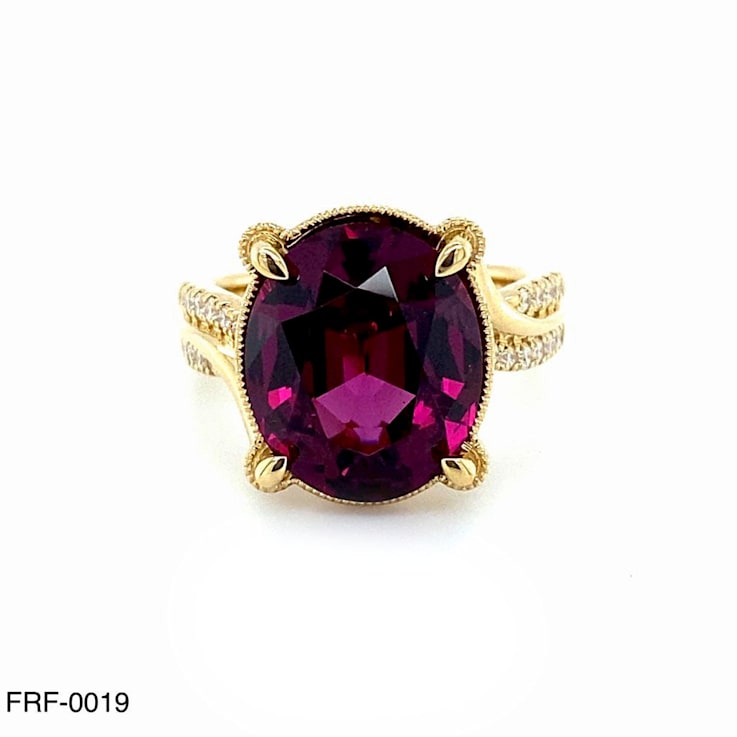 8.50ctw Garnet and Diamond 18K Yellow Gold Ring