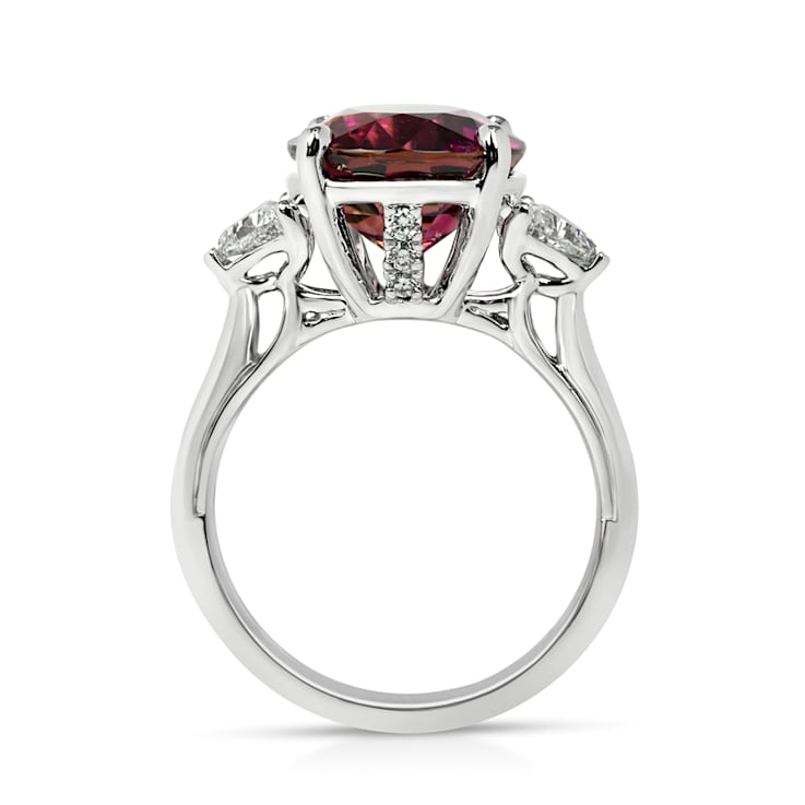 18KW 1/2 CTW Diamond Engagement Ring With 5 CTW Center Oval Tourmaline