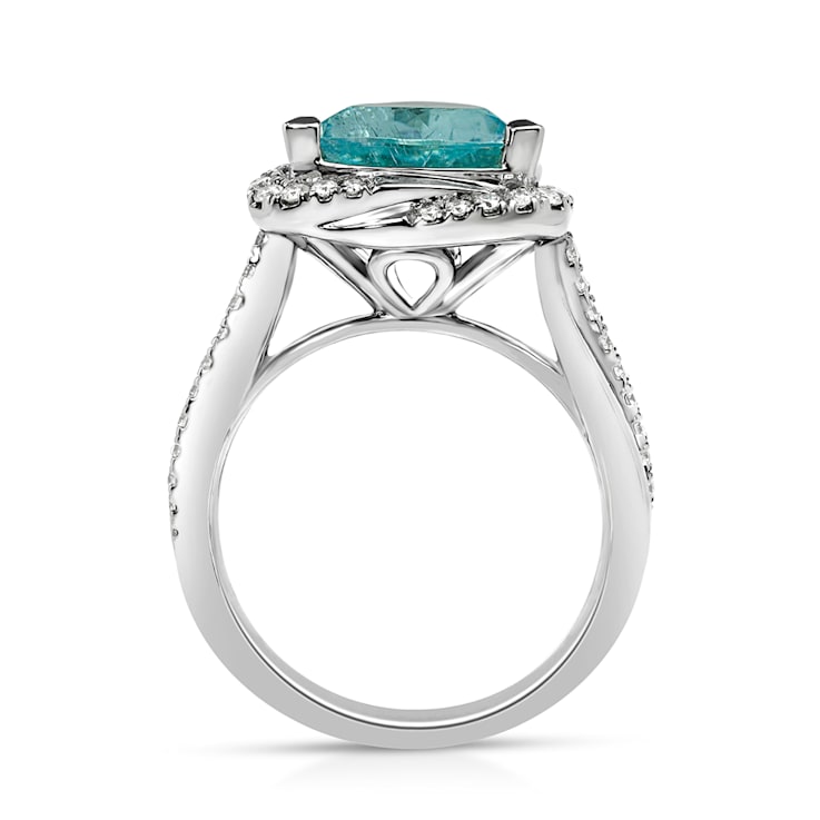 2 1/5ctw Trillion Tourmaline 1/3ctw Diamond 18K White Gold Ring