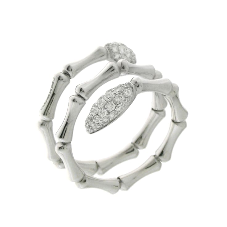 Chimento 18K Bamboo Navette ring in white gold with diamonds