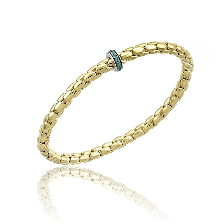 Chimento 18k Bracelet Stretch Spring in yellow gold with emeralds