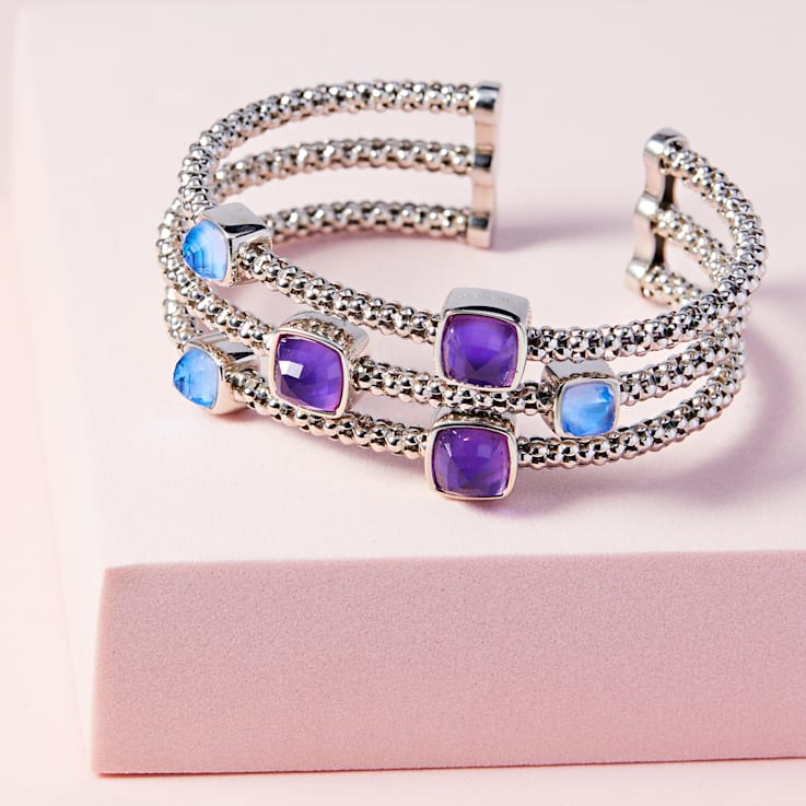 Chimento 18k Bracelet Stretch Gems in white gold with topaz and amethyst