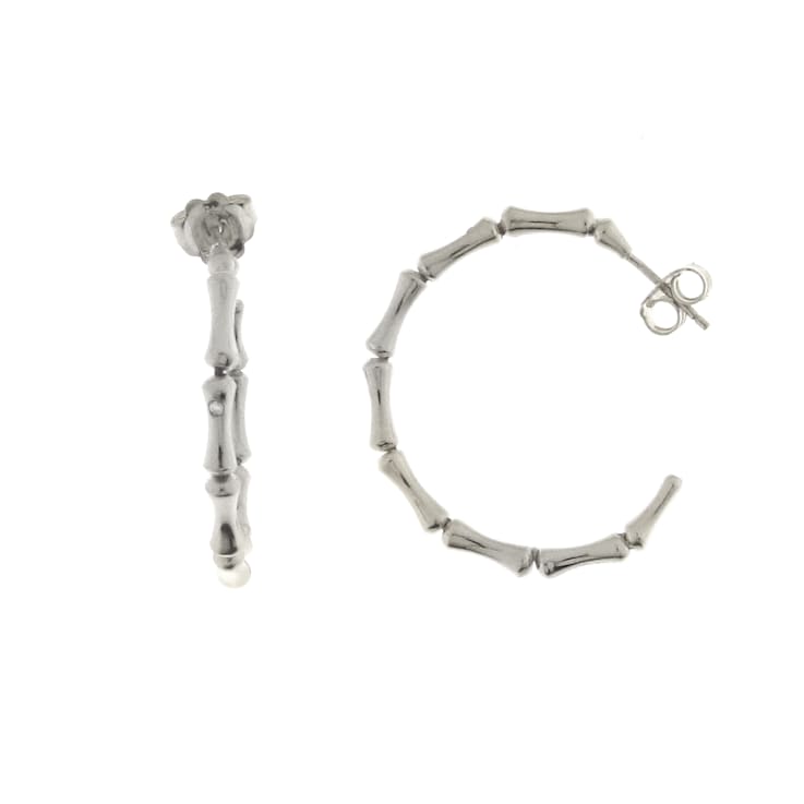 Chimento 18K Bamboo Regular Earrings in white gold with diamond accents