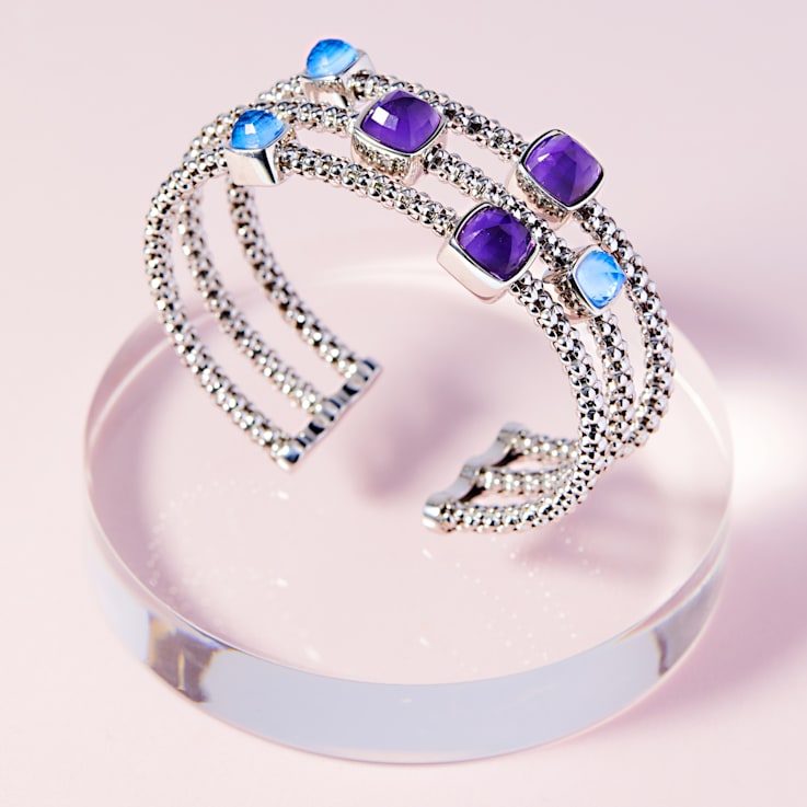 Chimento 18k Bracelet Stretch Gems in white gold with topaz and amethyst