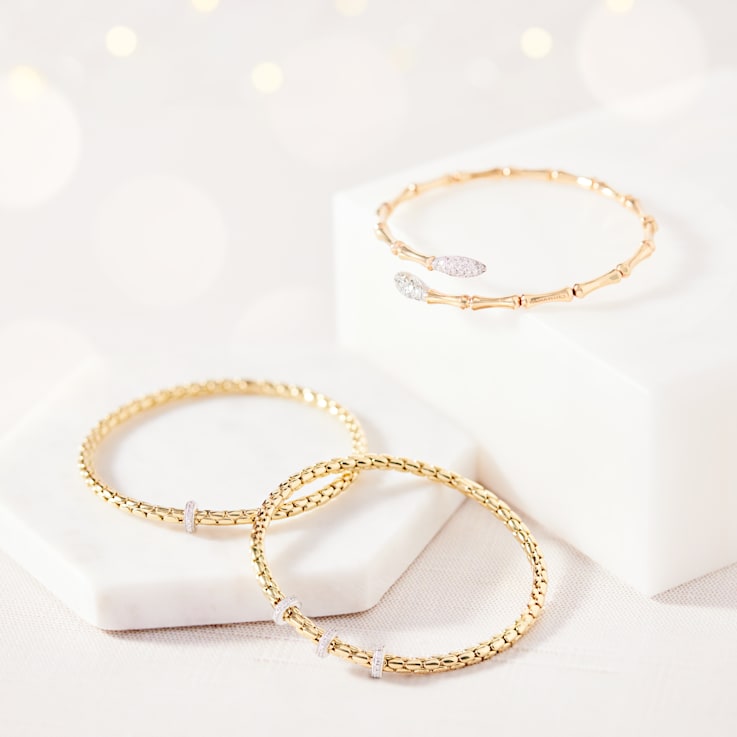 Chimento 18K Bamboo Navette bracelet in rose gold with diamonds