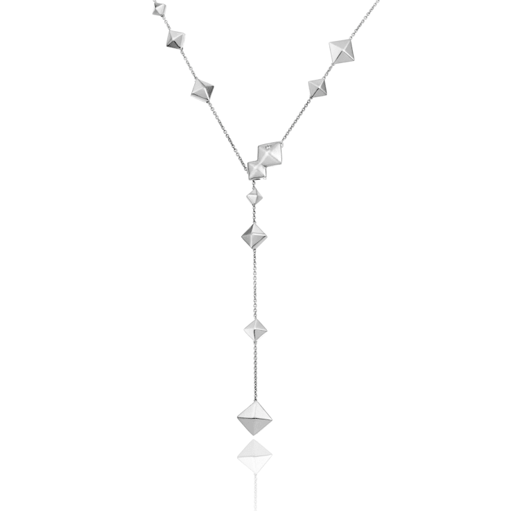 18kt Armillas Pyramis necklace in white gold with 0.01ct diamond accent