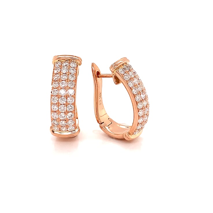 14KT Rose Gold 1 CTW Pink Diamond Hoop Earrings