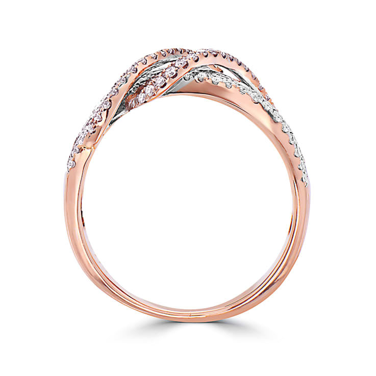 14K 1 CTTW RG Pink & White Diamond Ribbon Ring