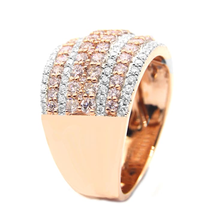 14KT Rose Gold 2 CTTW Pink & White Diamond Band
