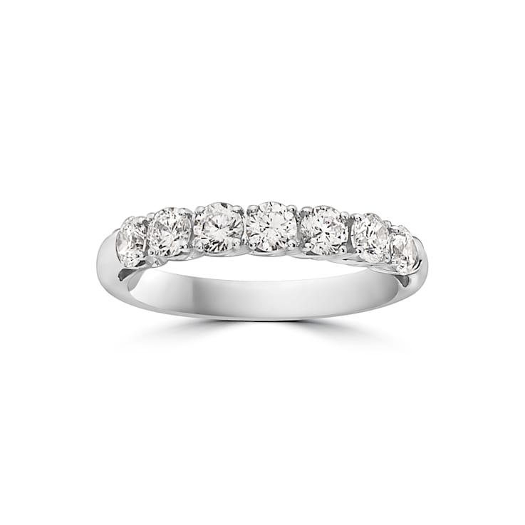 14KT White Gold 1/2 CTTW 7-Stone Round Brilliant Cut Diamond Band