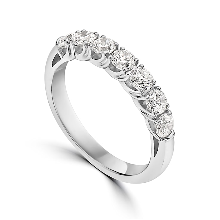 14KT White Gold 1/2 CTTW 7-Stone Round Brilliant Cut Diamond Band
