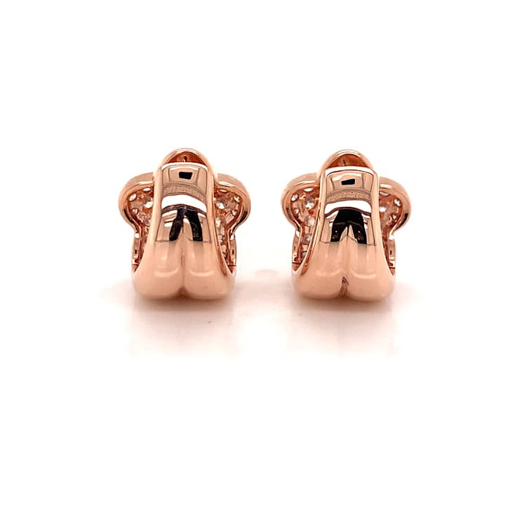 14KT Rose Gold 1 1/3 CTTW Pink Diamond Huggie, Hoop Earrings