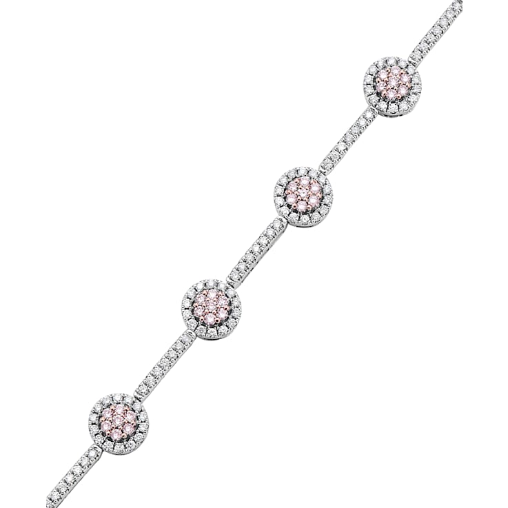 14KT  Two Tone, Rose and White Gold 2 CTTW Pink & White Diamond Bracelet