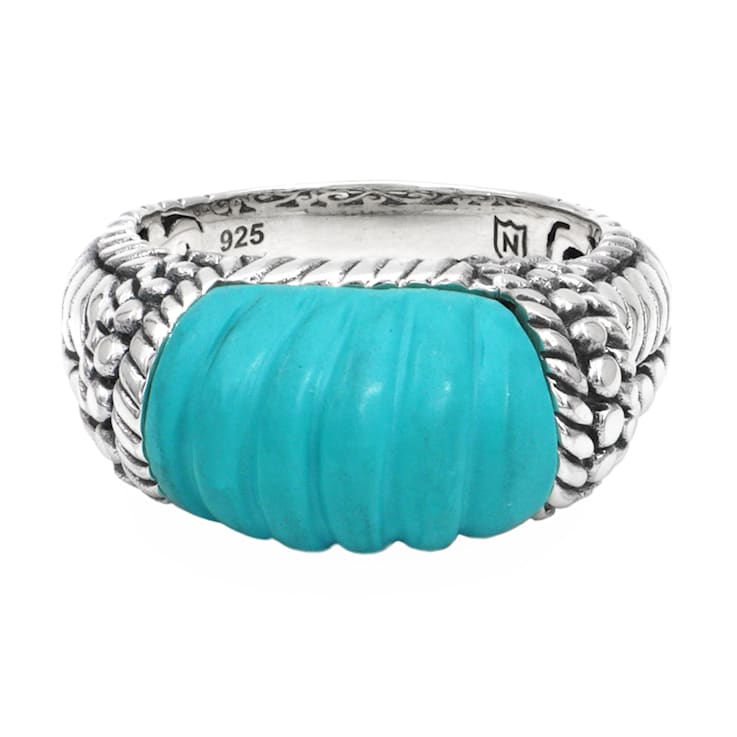 Artisan Balinese Sterling Silver Turquoise Gemstone Ring