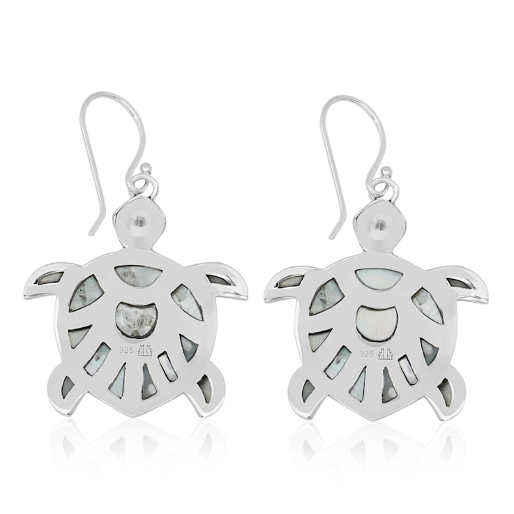 Balinese Artisan 925 Sterling Silver Turtle Earrings with Mother of Pearl