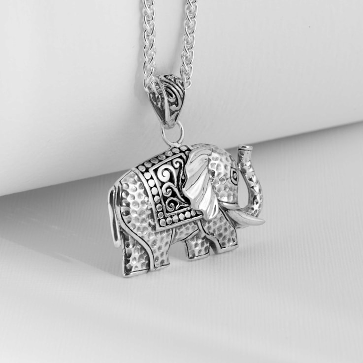 Artisan Balinese Sterling Silver Elephant Pendant