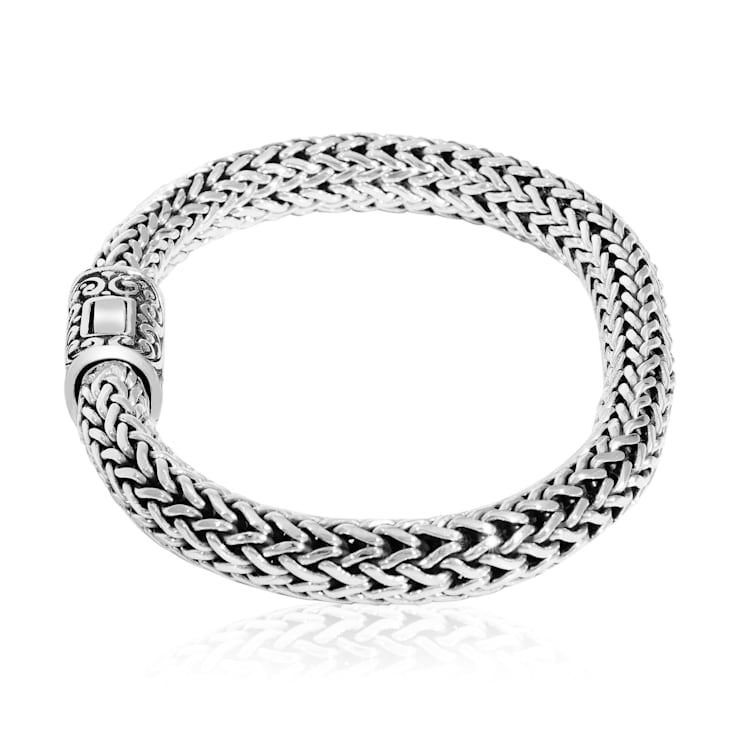 Balinese Artisan 925 Sterling Silver Bracelet with 18K Gold Centre Lock