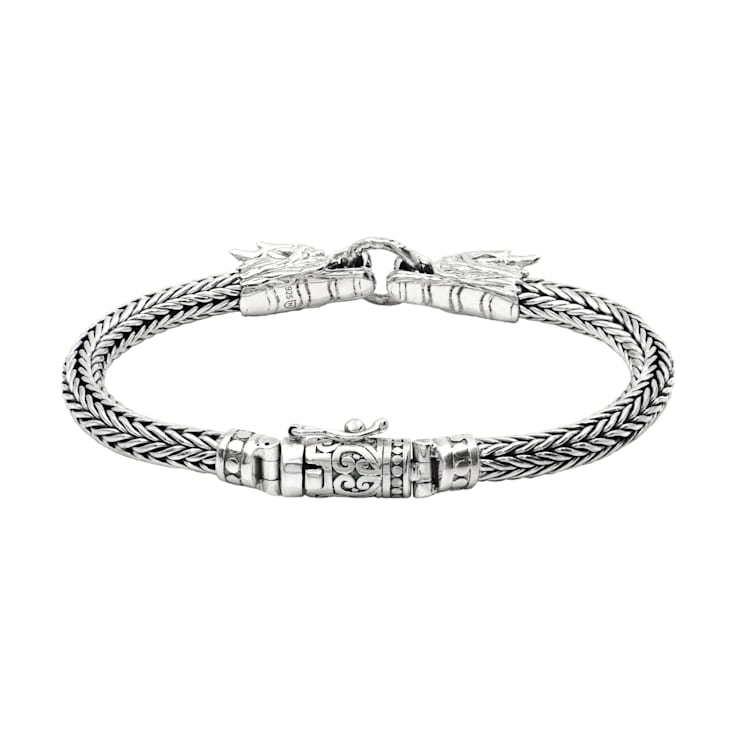 Artisan Balinese Sterling Silver Double Dragon Bracelet - 1CKJ3A