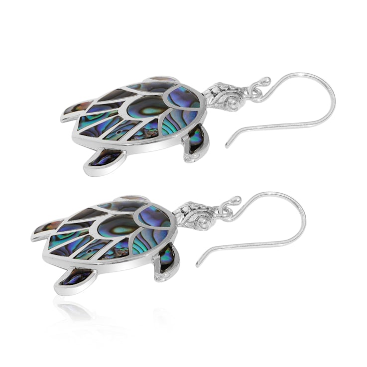 Balinese Artisan 925 Sterling Silver Turtle Theme Dangling Earring with Abalone