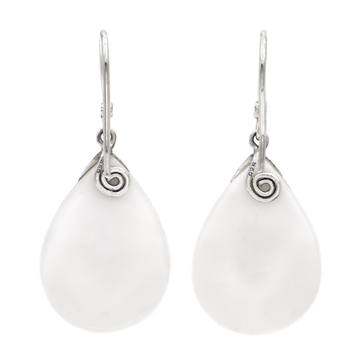 Mother-of-Pearl, Sleeping Beauty Turquoise, Artisan Balinese Sterling
Silver Earrings