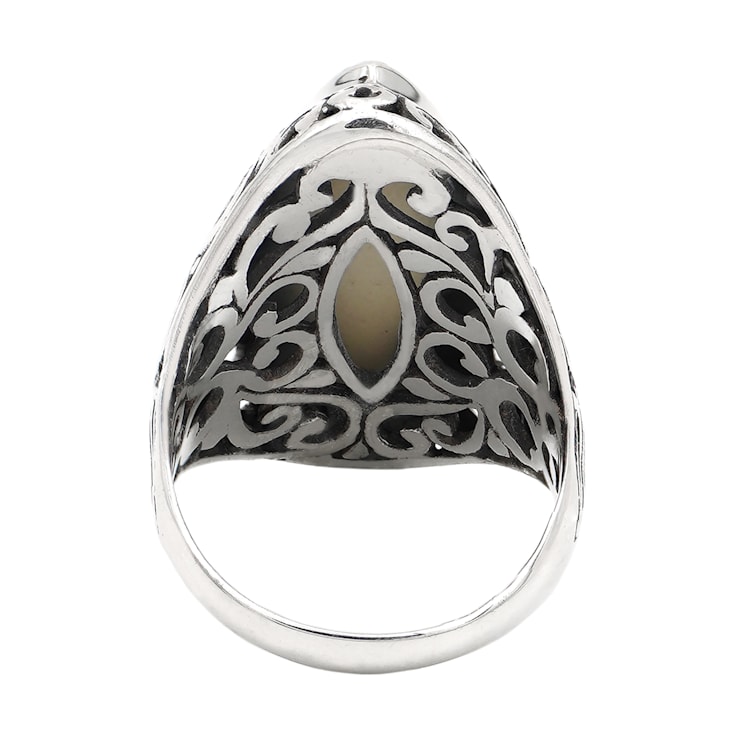 Artisan Balinese Sterling Silver Mother-of-Pearl Cocktail Ring