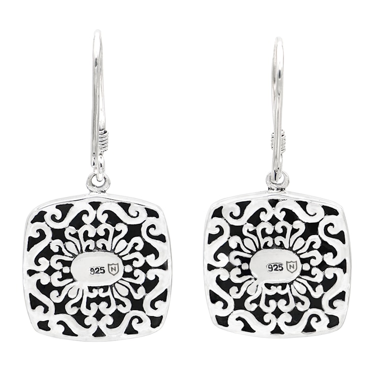 Artisan Balinese Square Sterling Silver Square Filigree Earrings