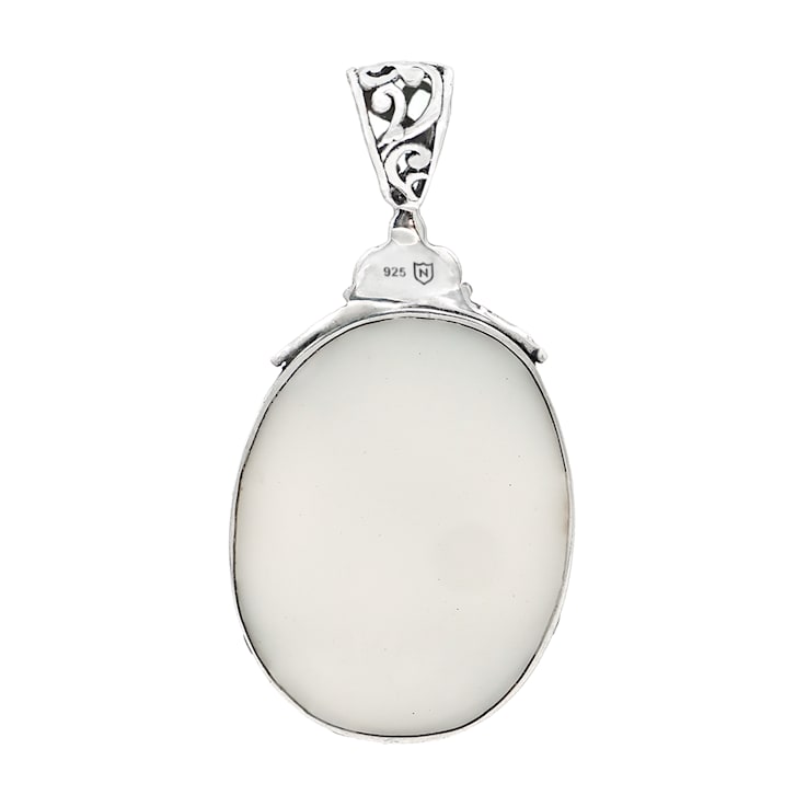 Artisan Balinese Mother-of-Pearl Sterling Silver Dragon Pendant