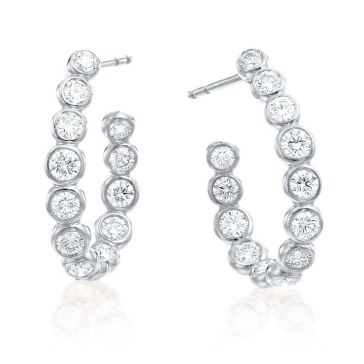 Gumuchian 18k White Gold and Diamond Bezel set Moonlight Hoop Earrings ...