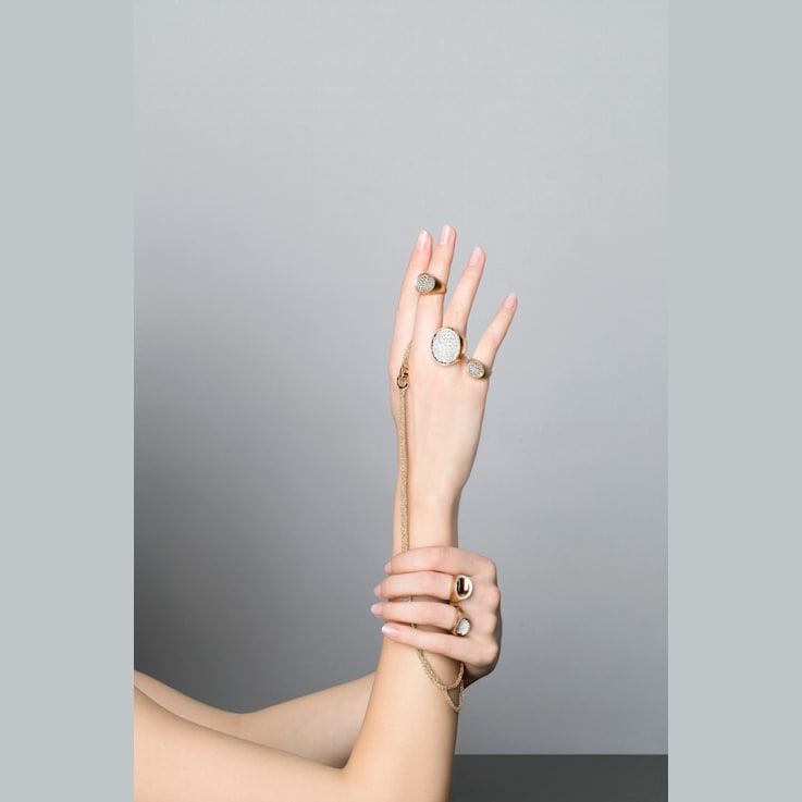 Matera ring in yellow polish gold 18k and diamonds pave 0.85ct