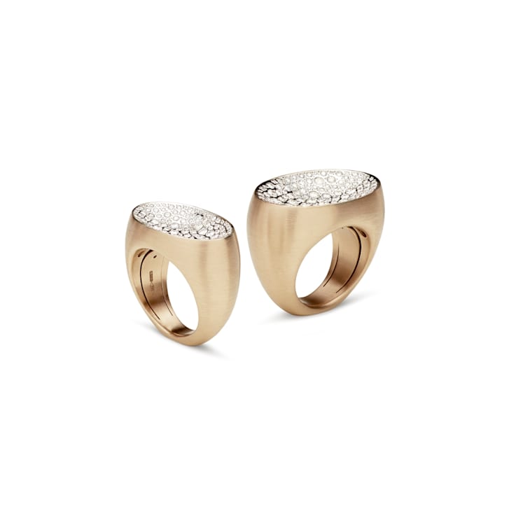 Etna small ring in white matt gold 18k and diamonds pavè 0.96ct
