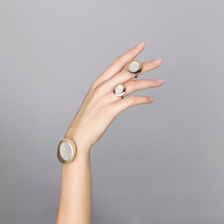 Atolli medium ring in yellow gold 18k and diamonds pavé 0.71ct