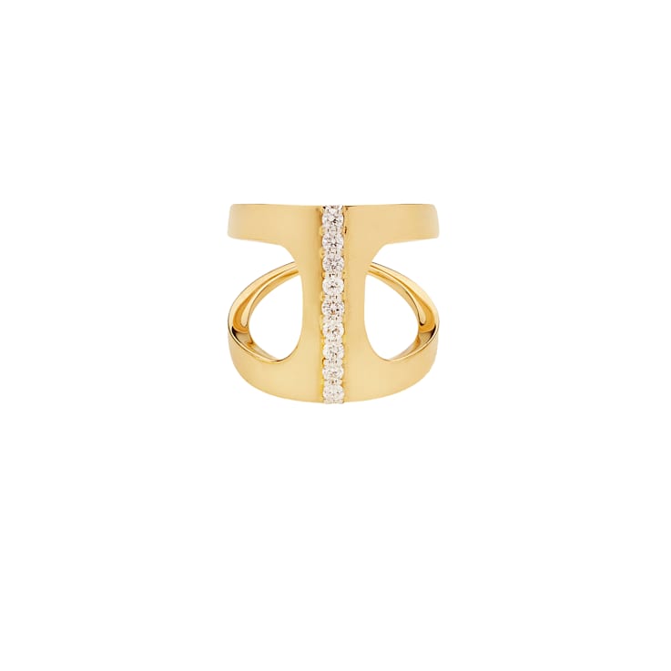 Siracusa collection ring in yellow gold 18k and one line of 9 white
diamonds diamonds 0,36 ct