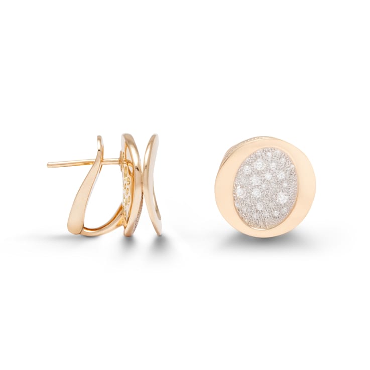 Atolli medium earrings in yellow gold 18k and white  diamonds 0,59 ct