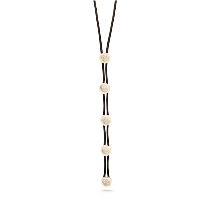 Atolli rope necklace with 5 round elements in yellow gold and diamonds 1.01ct