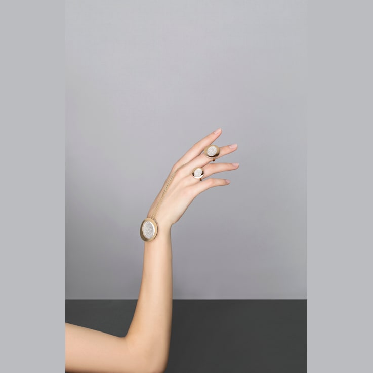 Atolli medium ring in yellow gold 18k and diamonds pavé 0.71ct