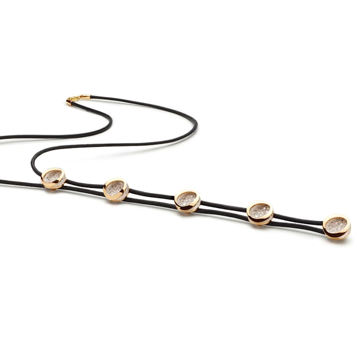 Atolli rope necklace with 5 round elements in yellow gold and diamonds 1.01ct