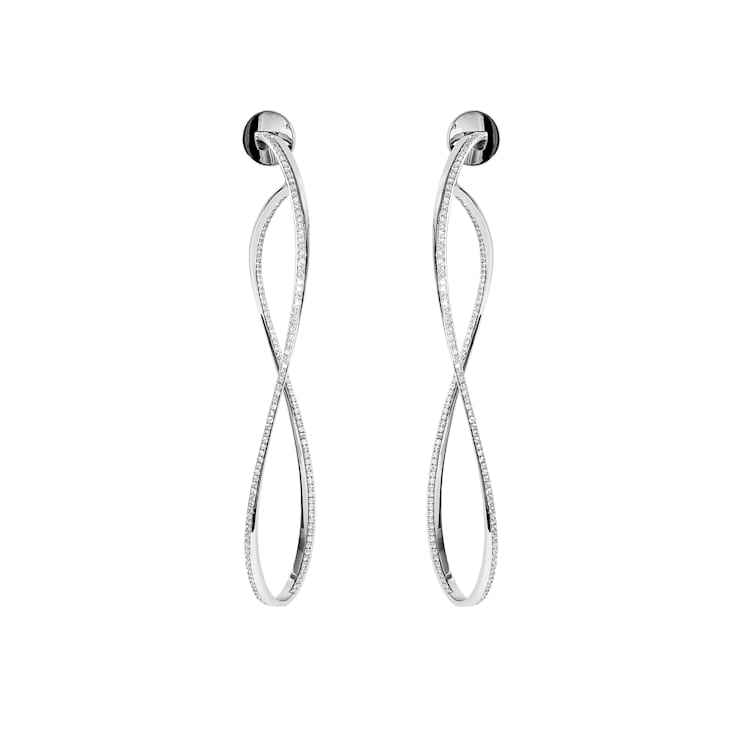 Siracusa earrings XXL in white gold 18k and 304 diamonds pavé, 1.05ct