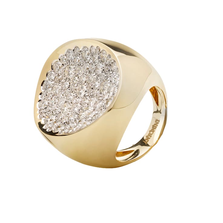 Matera big ring in yellow polish gold 18k and diamonds pave 2.90ct