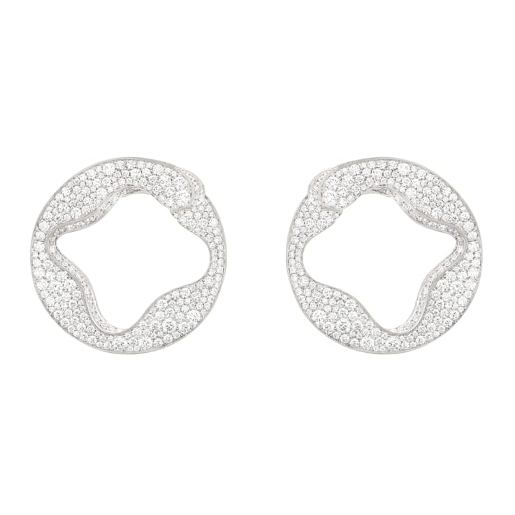 Anniversary100 large round earrings in white gold 18k with white
diamonds pavé 5.13ct