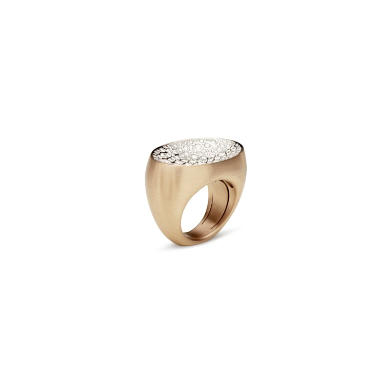 Etna small ring in white matt gold 18k and diamonds pavè 0.96ct