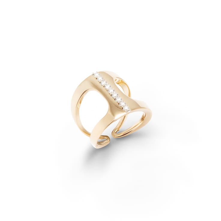 Siracusa collection ring in yellow gold 18k and one line of 9 white
diamonds diamonds 0,36 ct