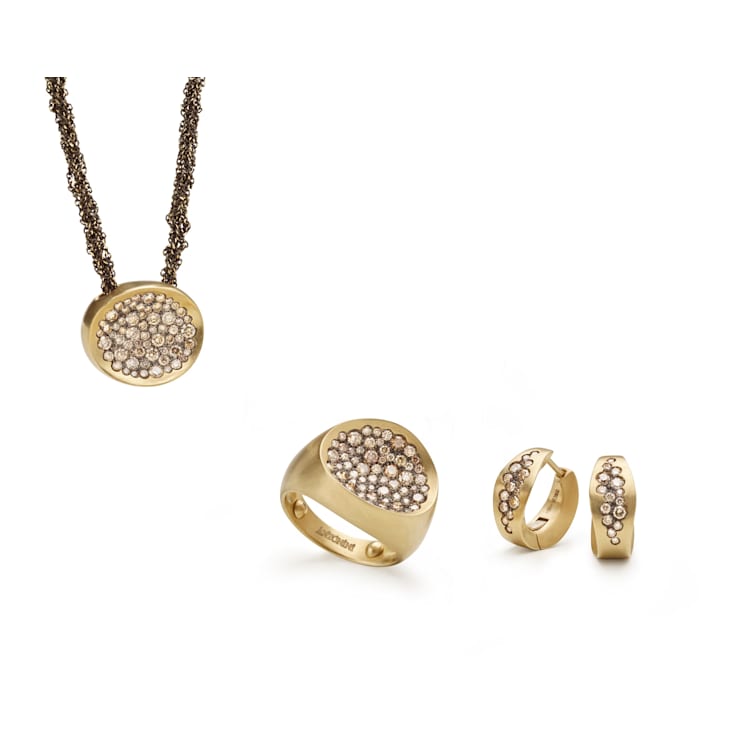Matera earrings in yellow polish gold 18k and diamonds 0.42ct