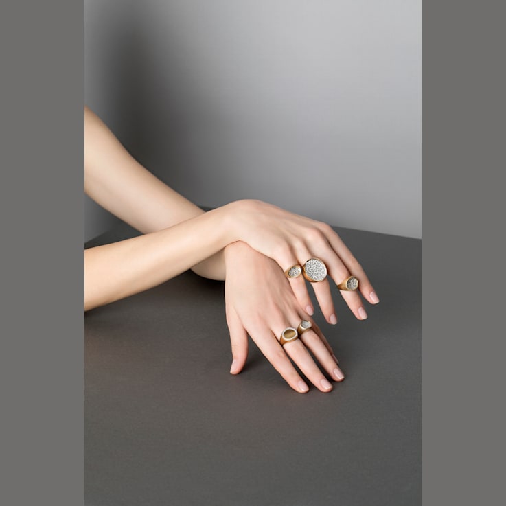 Matera ring in yellow polish gold 18k and diamonds pave 0.85ct