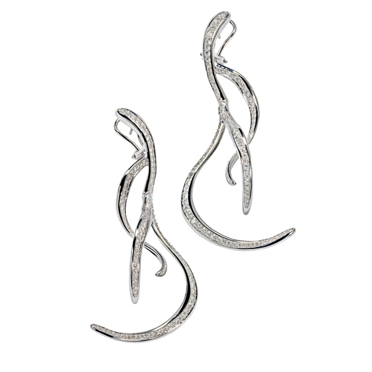 Vulcano earrings in white gold 18k and diamonds pavé, 2,82ct