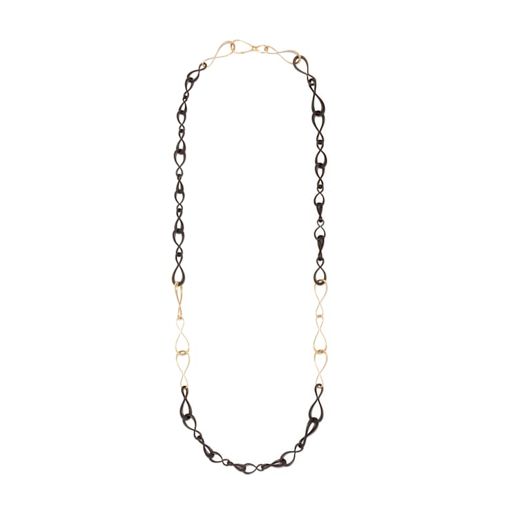 Anniversary100 gold mixed link necklace infinity style in yellow gold
18k and titanium