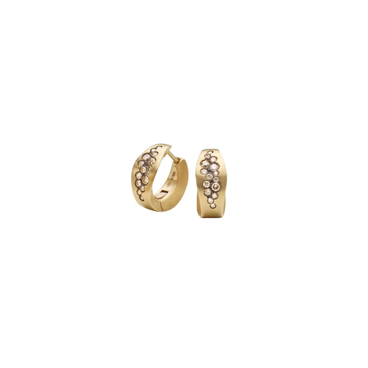 Matera earrings in yellow polish gold 18k and diamonds 0.42ct