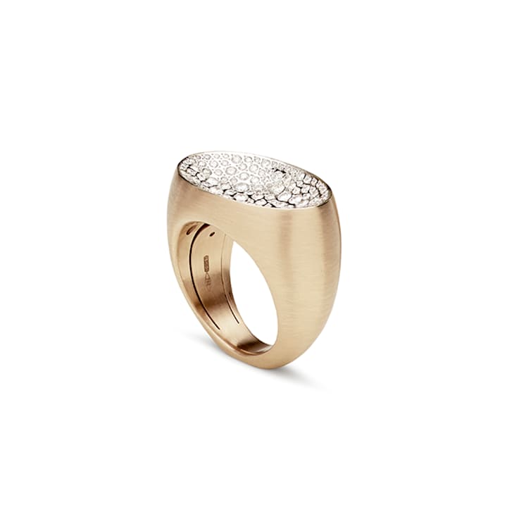 Etna small ring in white matt gold 18k and diamonds pavè 0.96ct