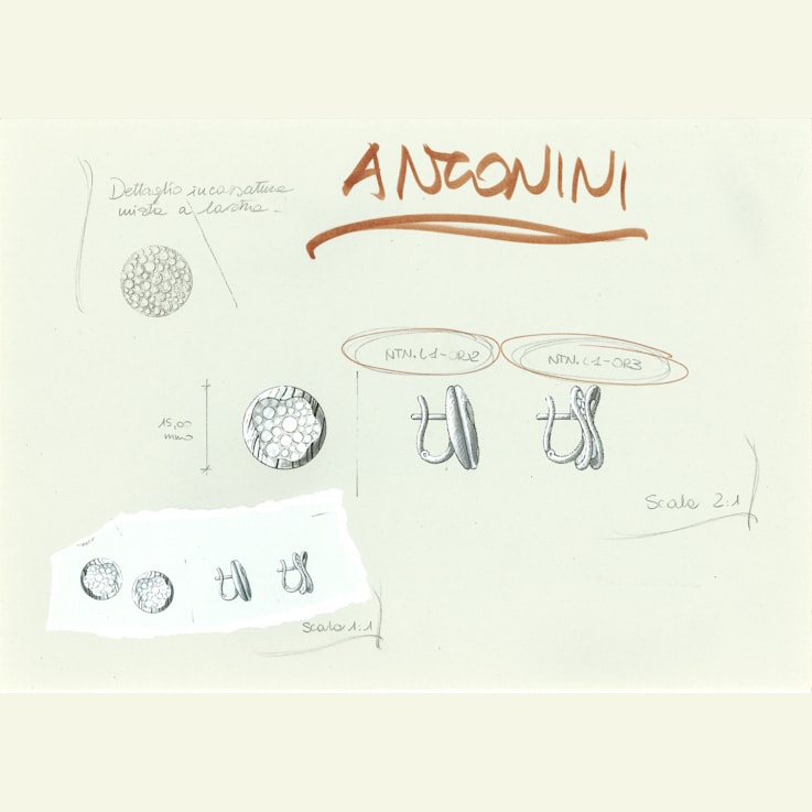 Atolli medium earrings in yellow gold 18k and white  diamonds 0,59 ct