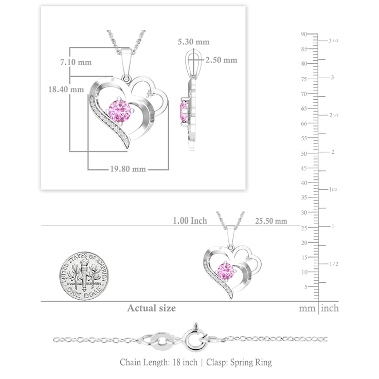 Dazzlingrock Collection Pink Sapphire and Diamond Double Heart Pendant
with Chain in 14K Gold