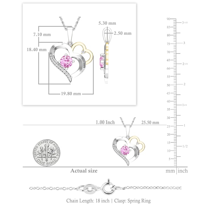 Dazzlingrock Collection Pink Sapphire and Diamond Double Heart Pendant
with Chain in 14K Gold